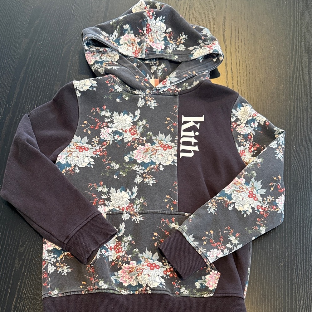 Kith Black Floral Print Hoodie